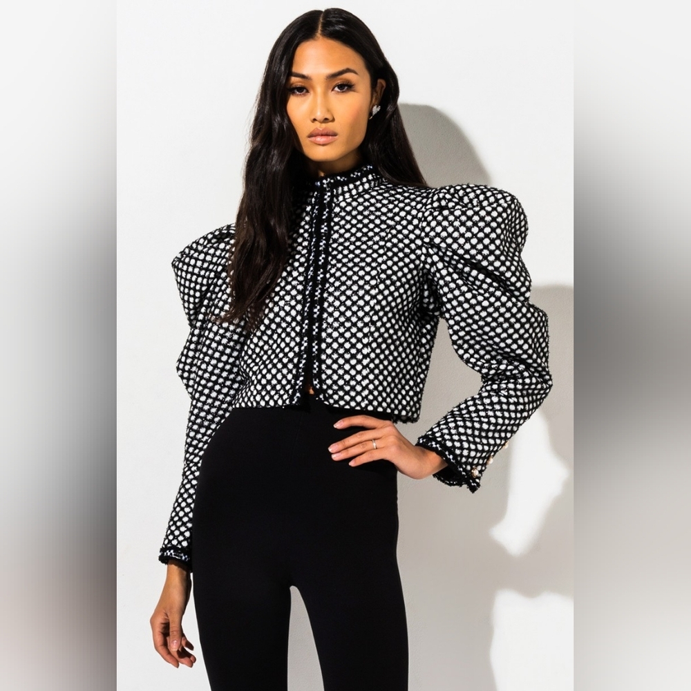 AKIRA Monochrome Textured Outerwear